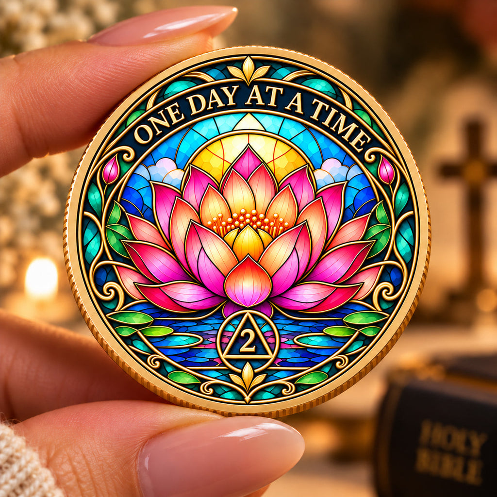 Custom Lotus Sobriety Coin
