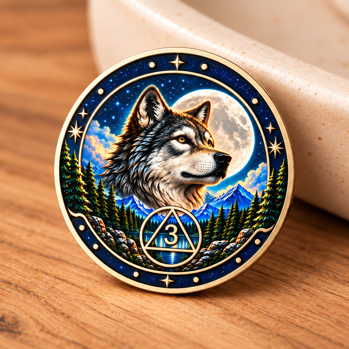 Custom  Wolf Sobriety Coin