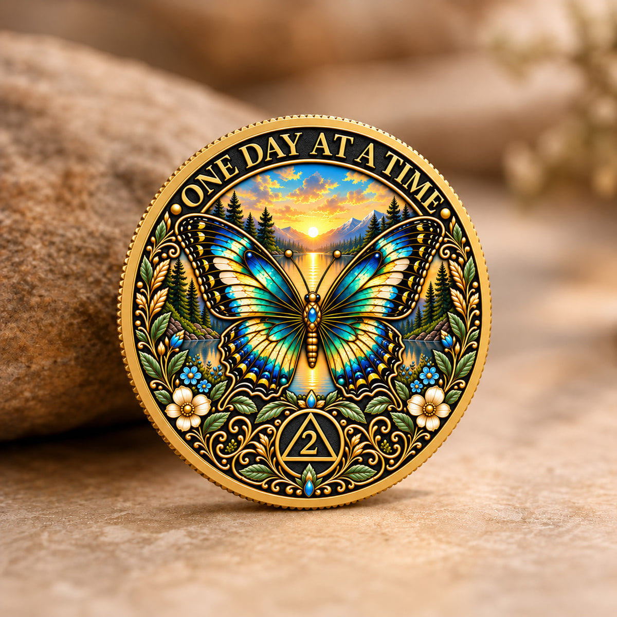 Custom Butterfly Sobriety Coin