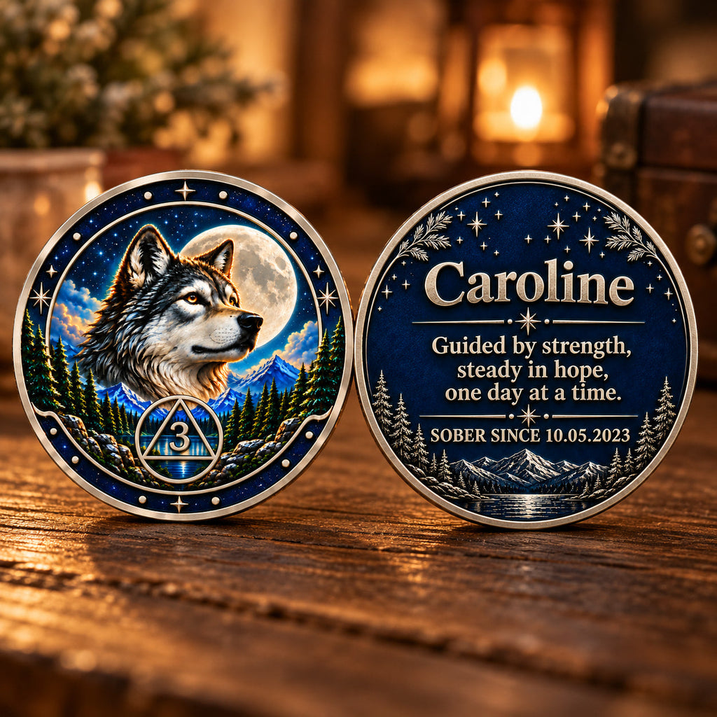 Custom  Wolf Sobriety Coin