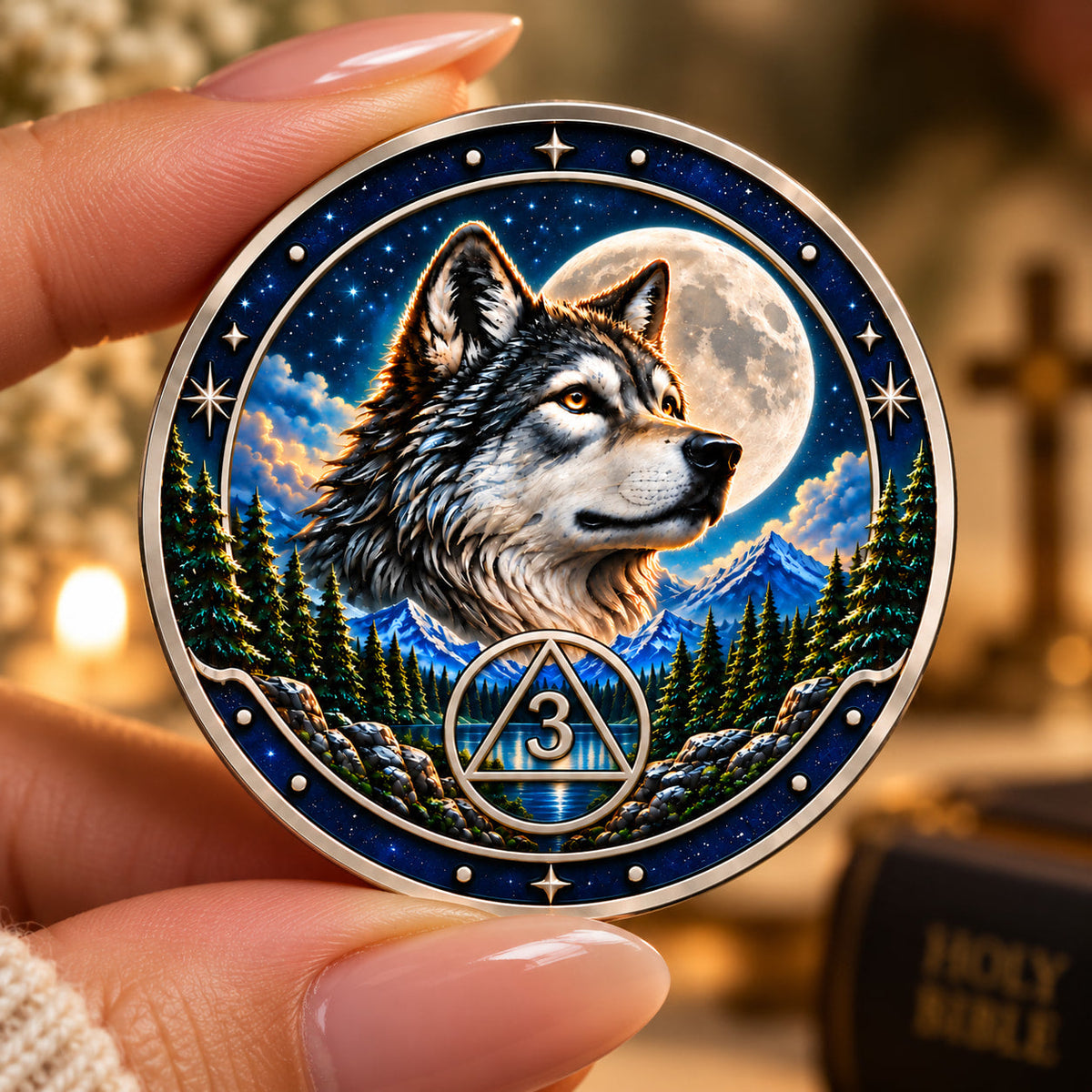 Custom  Wolf Sobriety Coin