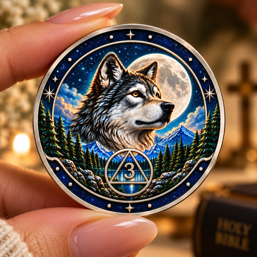 Custom  Wolf Sobriety Coin