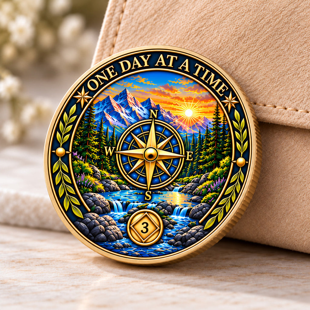 Custom Compass Sobriety Coin