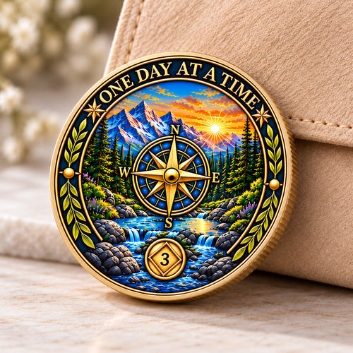 Custom Compass Sobriety Coin