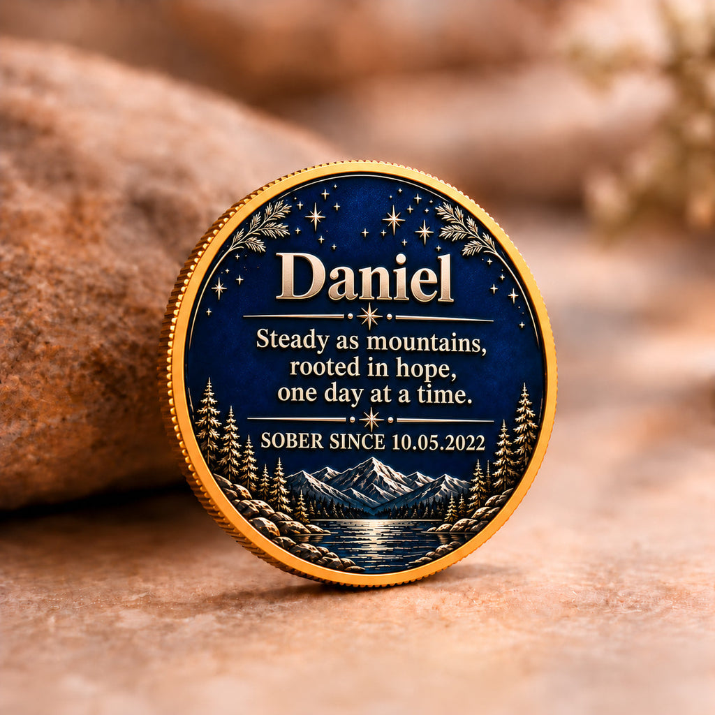 Custom Mountain Sobriety Coin
