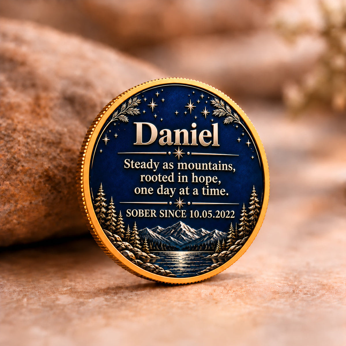 Custom Mountain Sobriety Coin