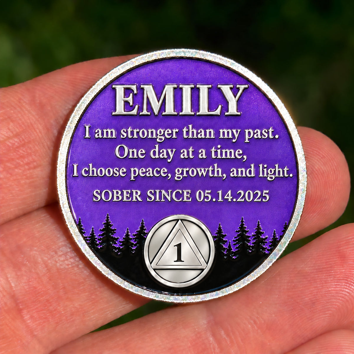 Custom Northern Lights Sobriety Coin