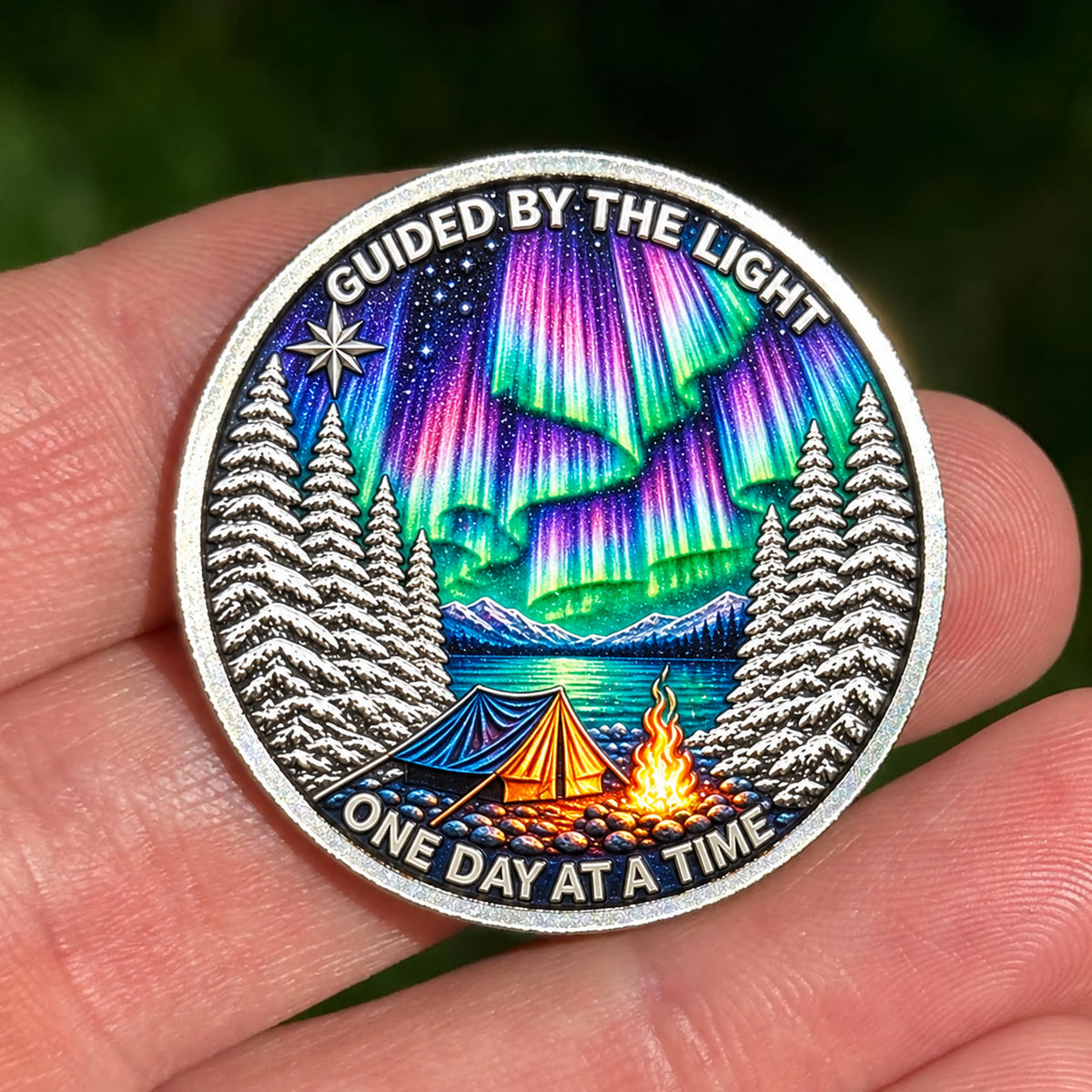 Custom Northern Lights Sobriety Coin