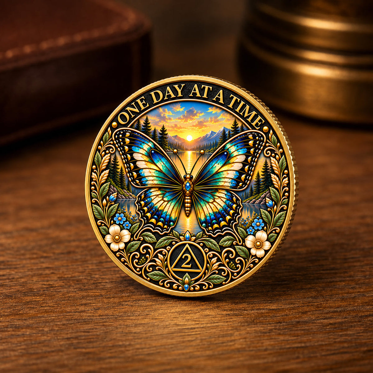 Custom Butterfly Sobriety Coin