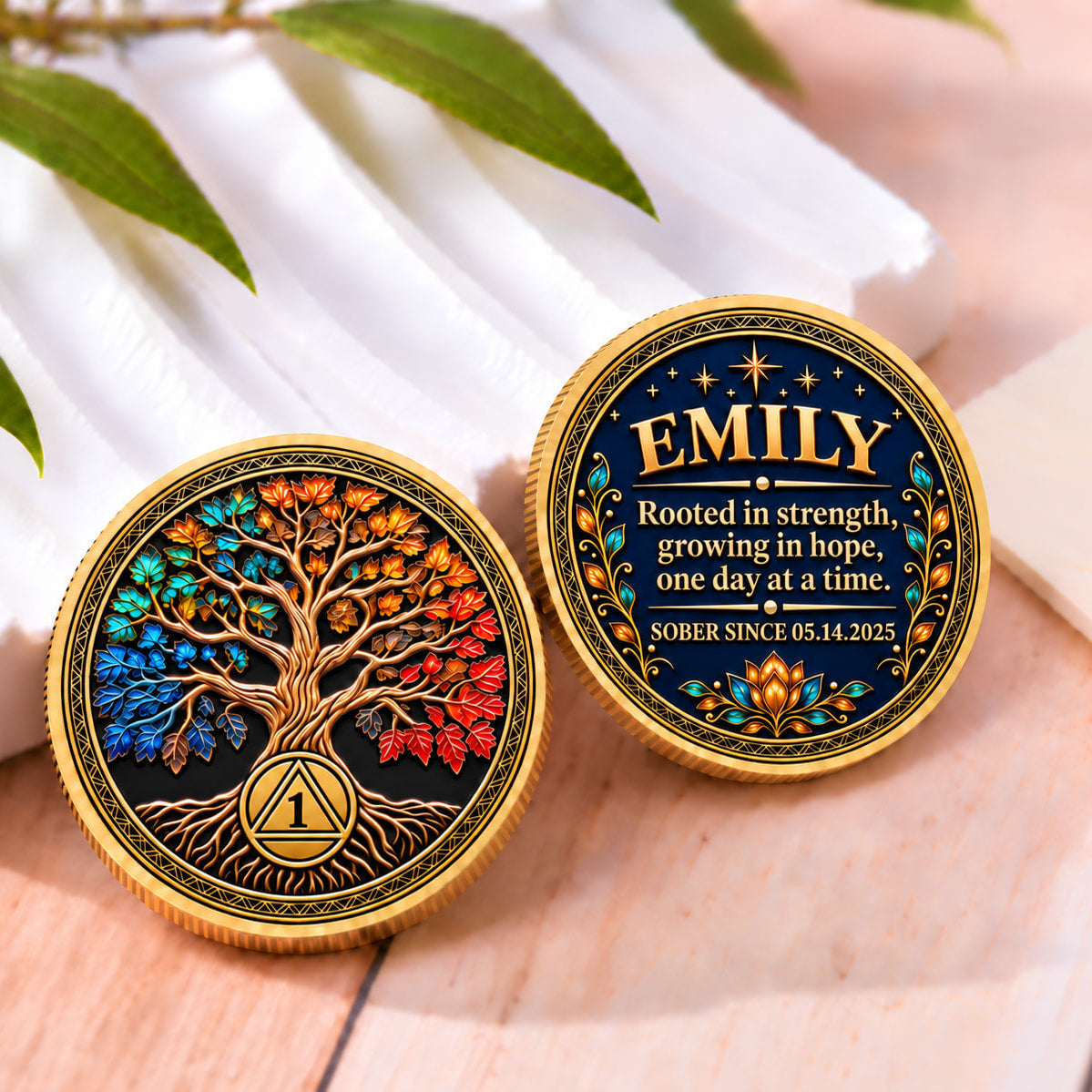 Custom Tree of Life Sobriety Coin