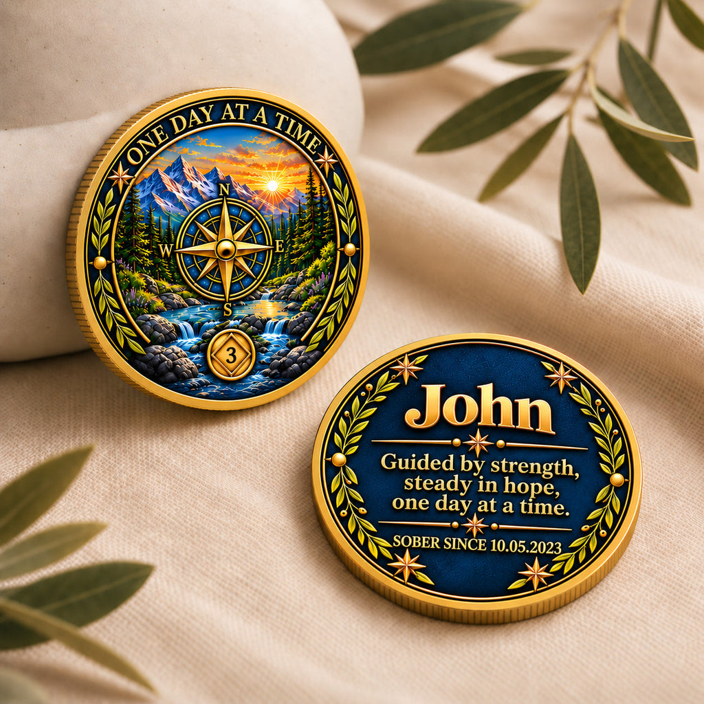 Custom Compass Sobriety Coin