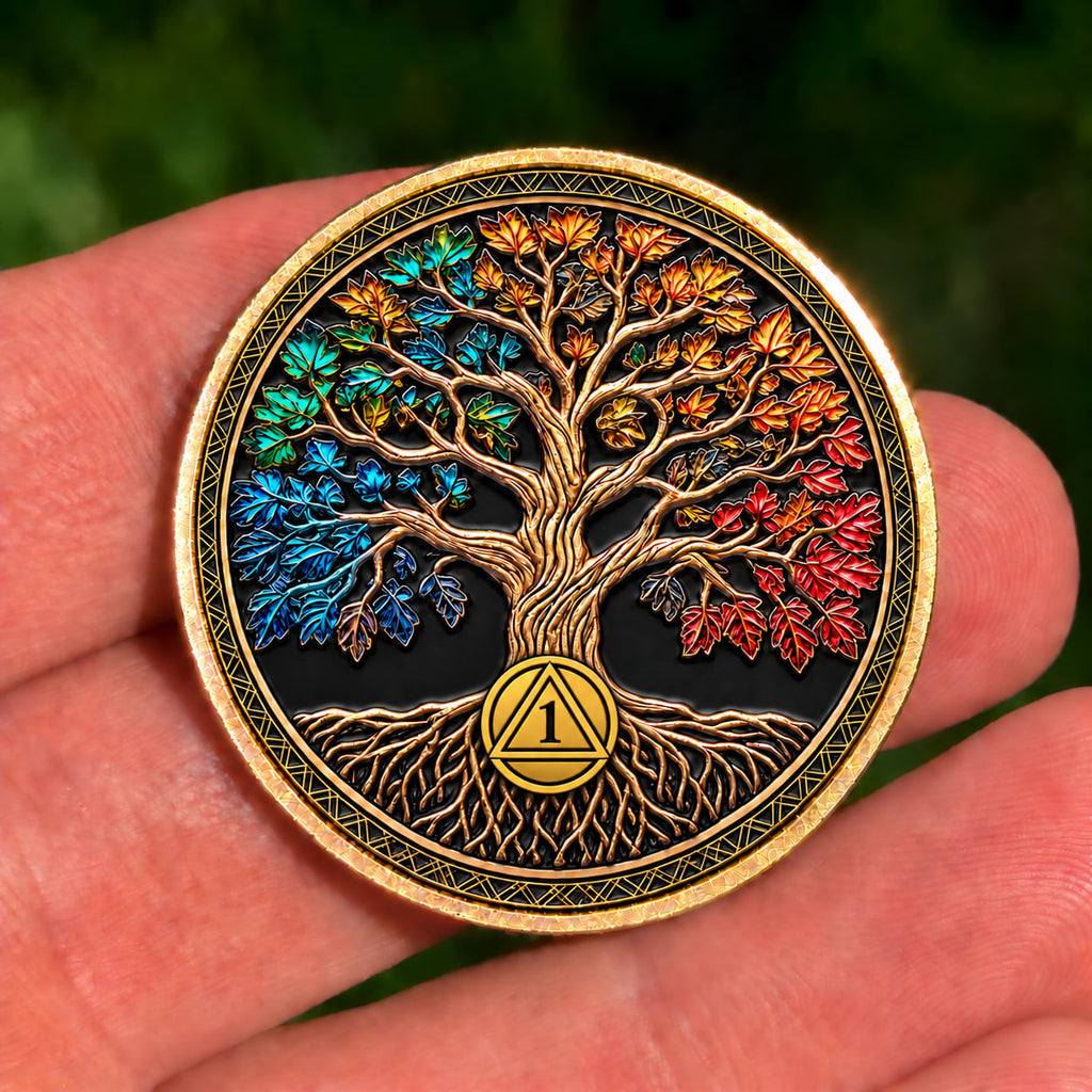 Custom Tree of Life Sobriety Coin