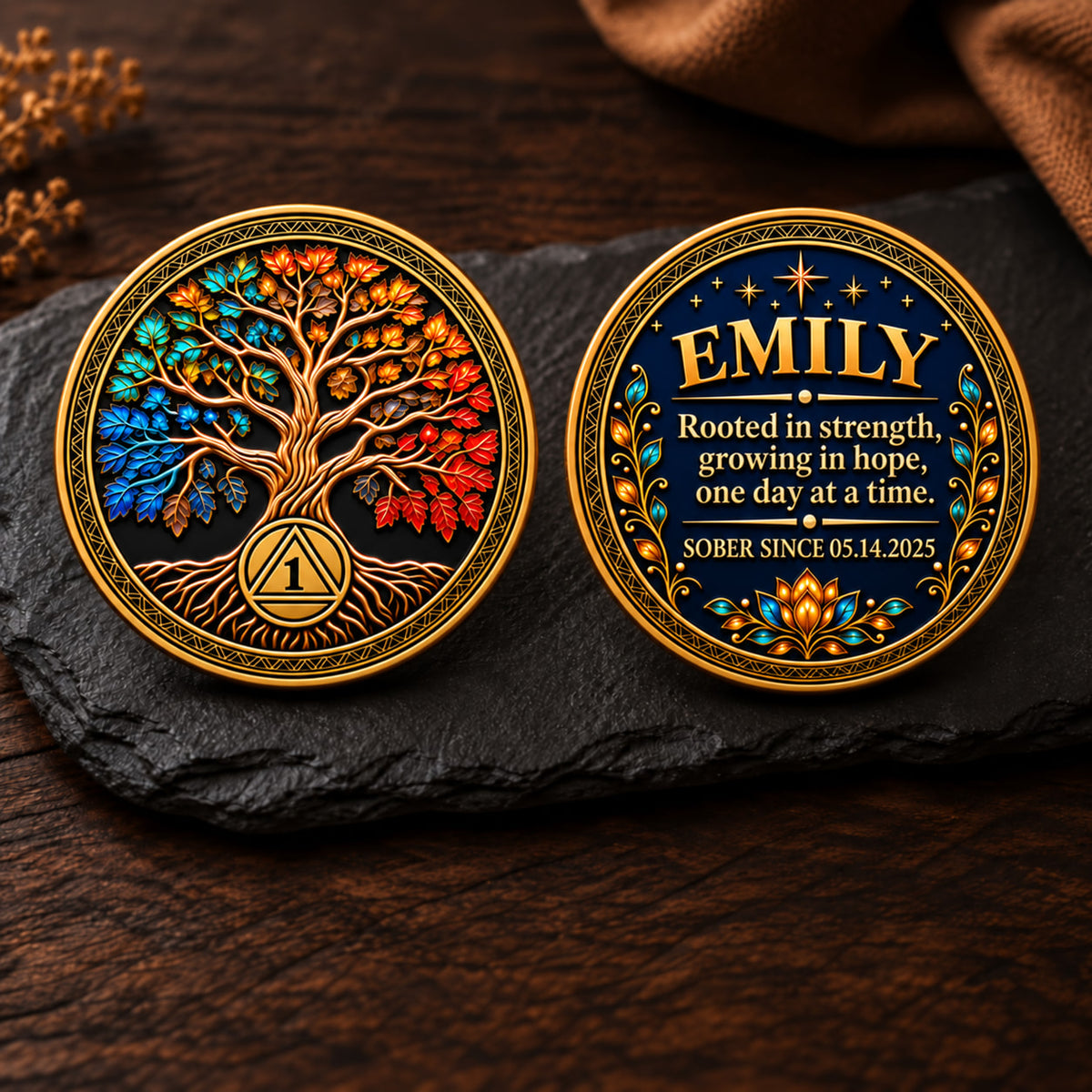 Custom Tree of Life Sobriety Coin