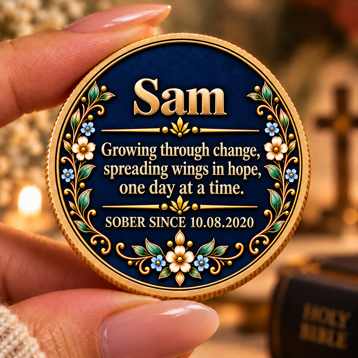 Custom Butterfly Sobriety Coin