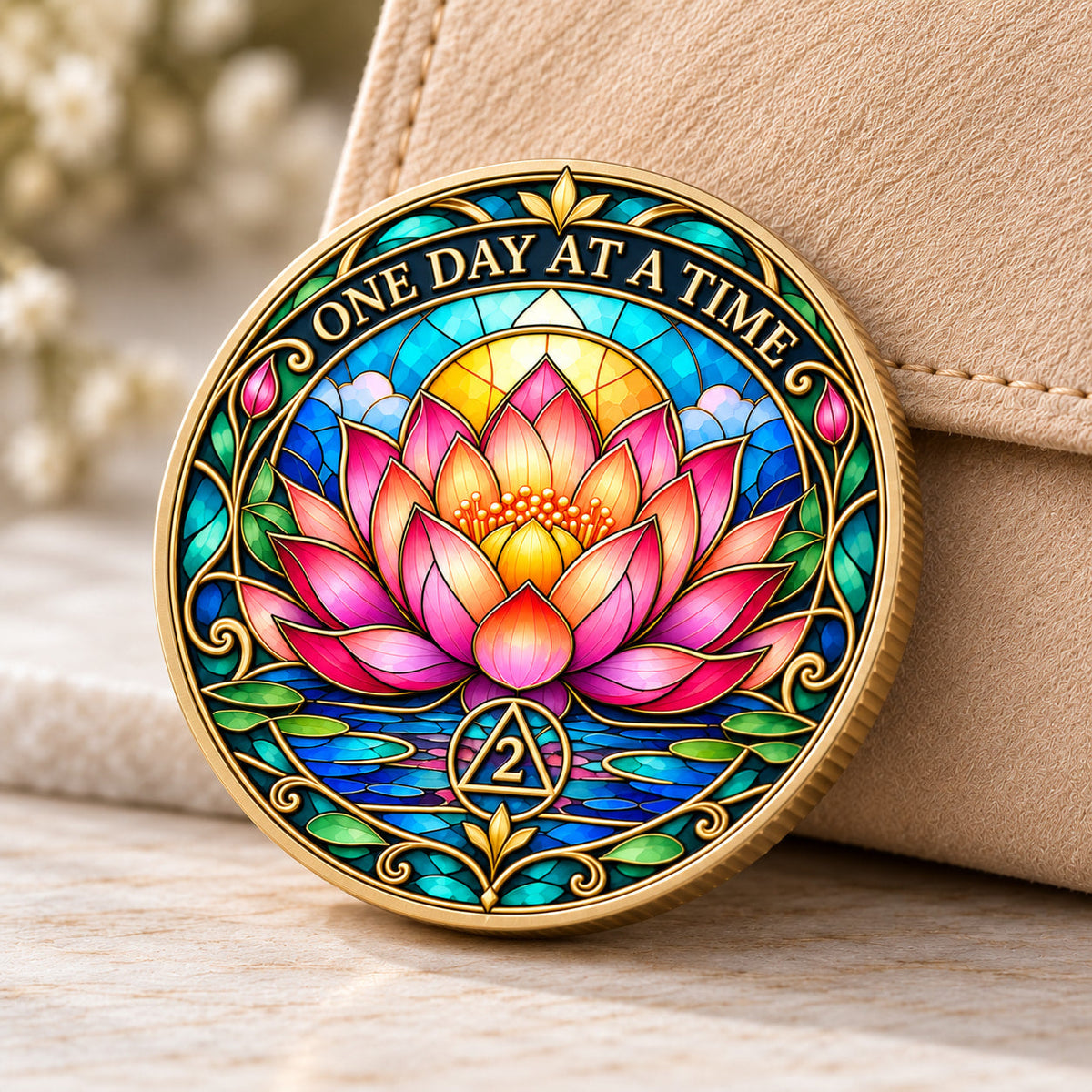 Custom Lotus Sobriety Coin