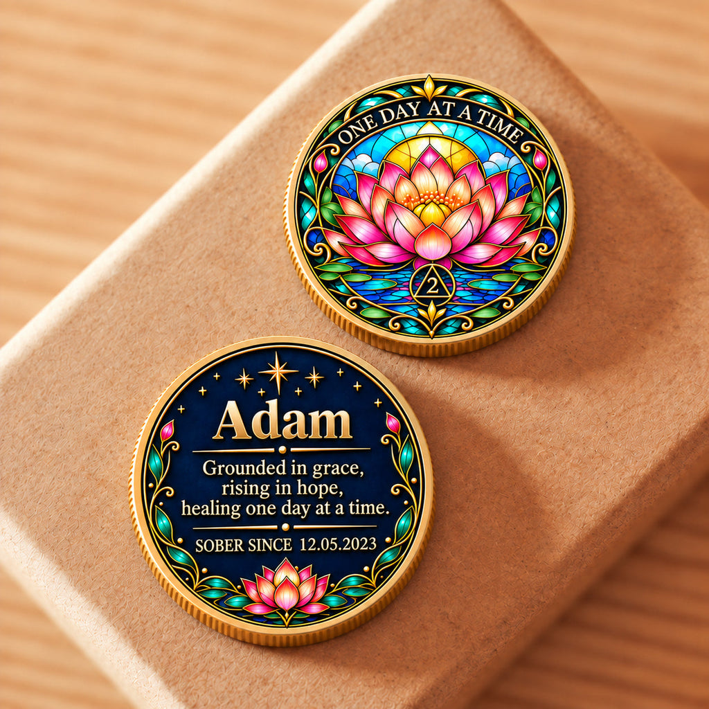 Custom Lotus Sobriety Coin