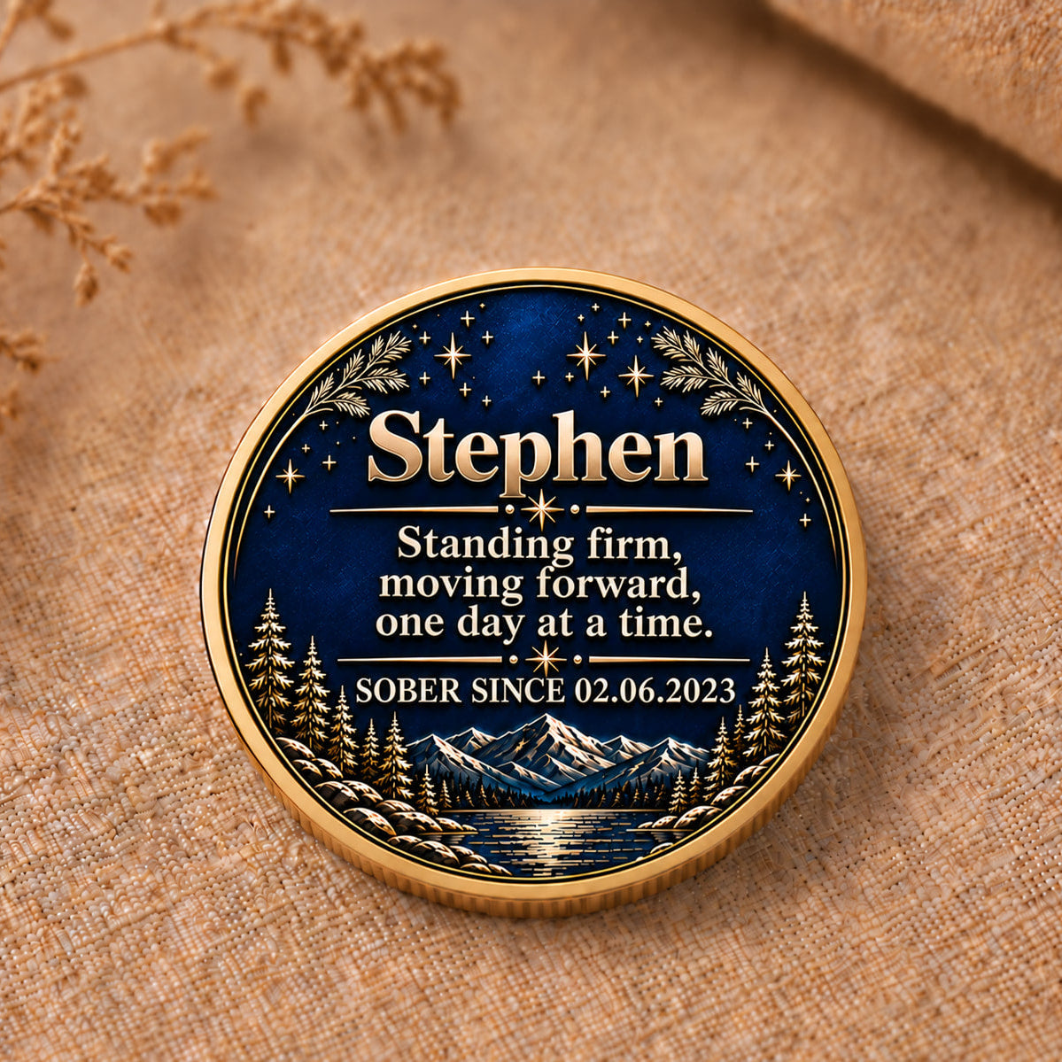 Custom Mountain Sobriety Coin